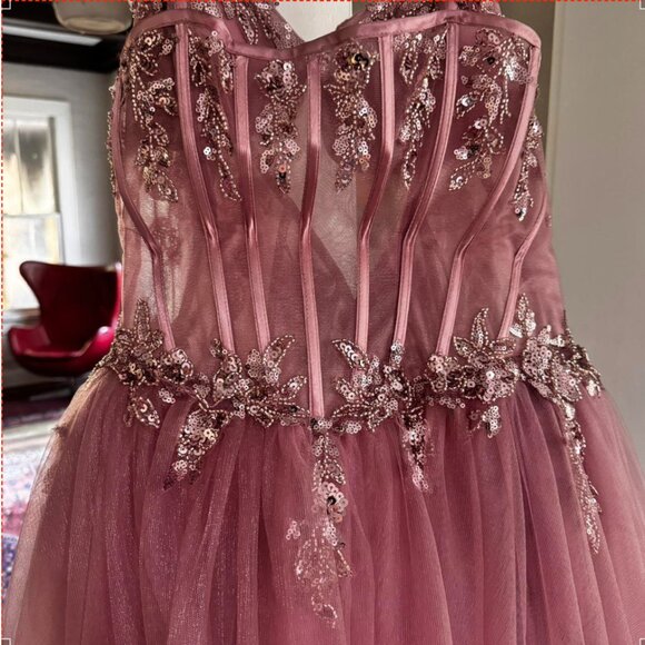 Andrea & Leo Rose Couture Prom Dress – Size 14, Elegant, and Custom Corseted - Picture 2 of 4